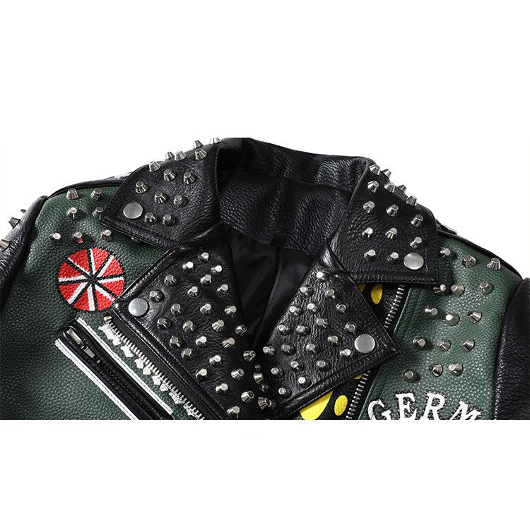 Ladies/Men's European/American Fashion, Floral Print, Short. Motorcycle Jacket.