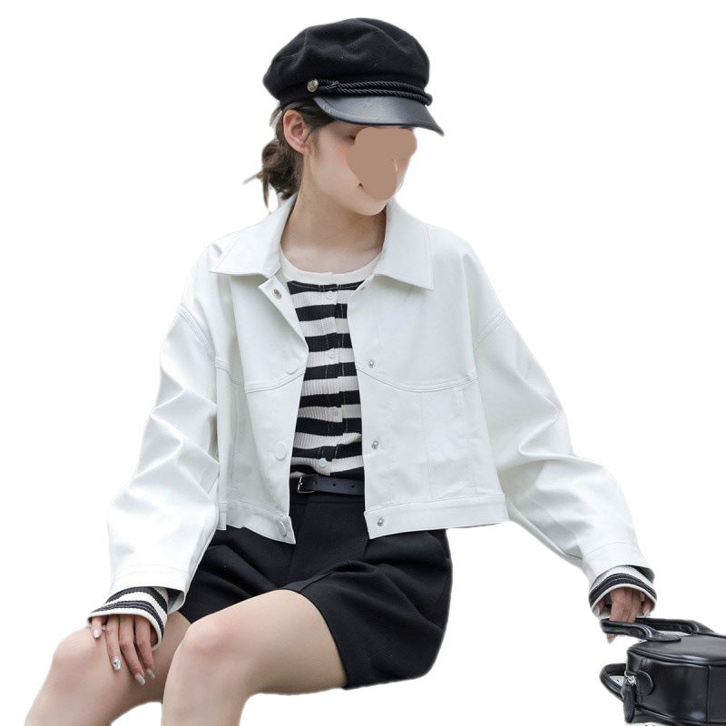 Short Leather Jacket New Vintage Women's Fashion