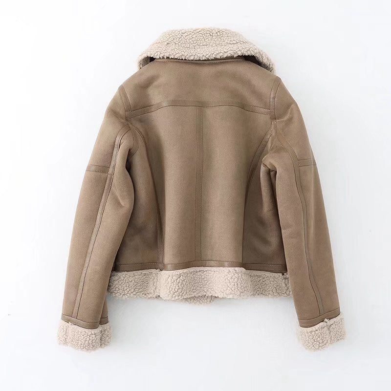 Fleece, Autumn And Winter, Suede Fur, Ladies/Men's Jacket Motorcycle.