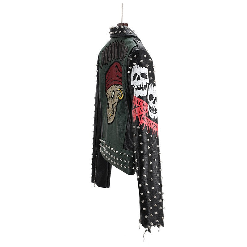 Ladies/Men's European/American Fashion, Floral Print, Short. Motorcycle Jacket.