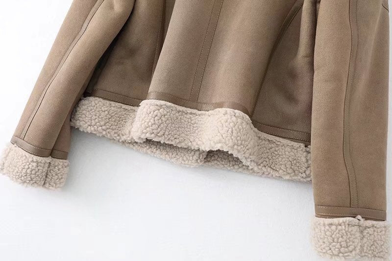 Fleece, Autumn And Winter, Suede Fur, Ladies/Men's Jacket Motorcycle.