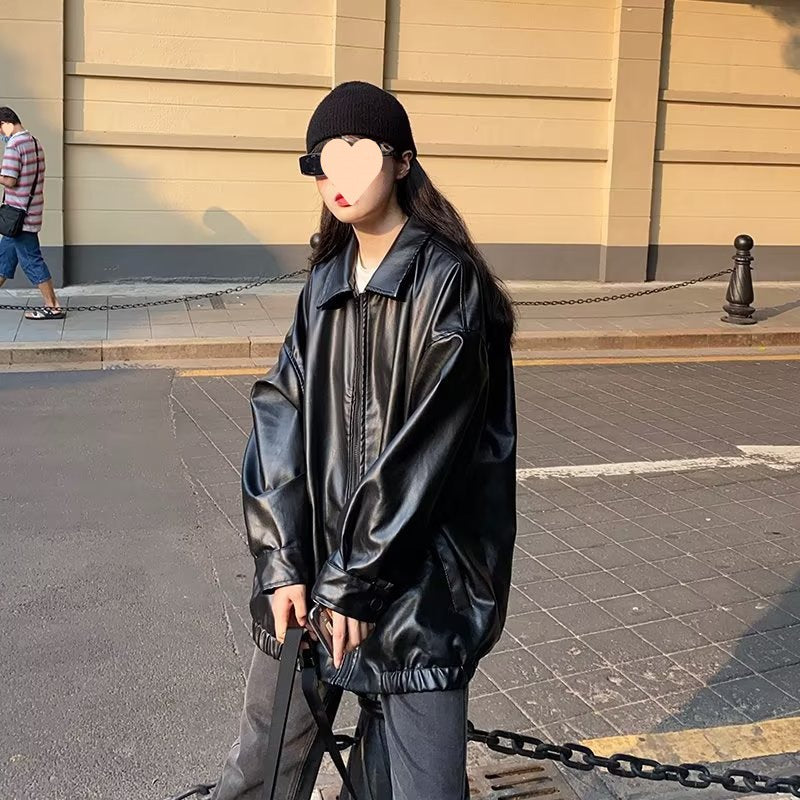 Pu Leather Jacket Tide Brand Street Ruffian Handsome Motorcycle Jacket