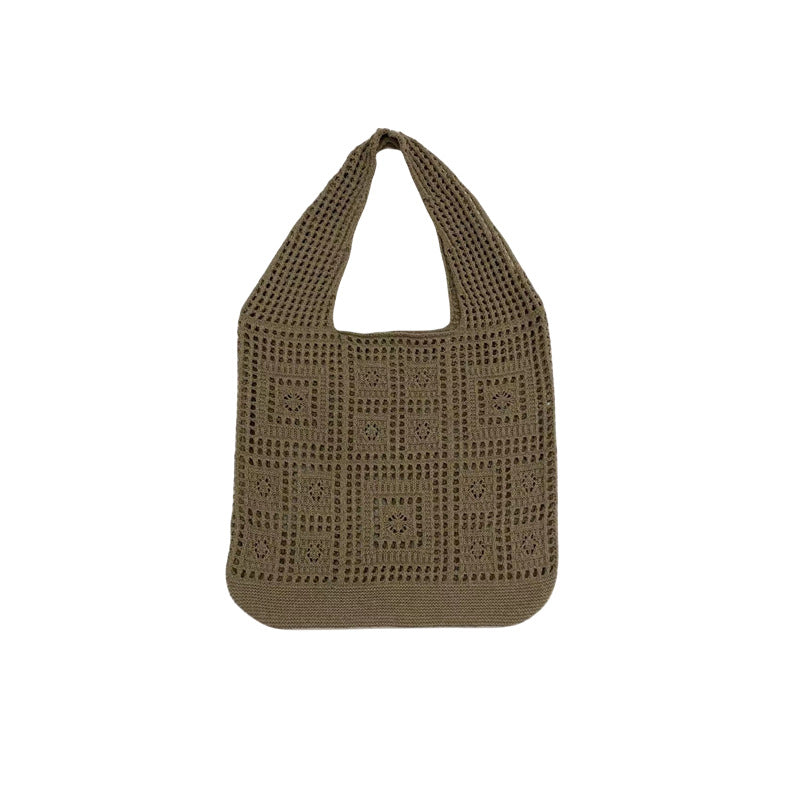 All-matching Solid Color Knitted Shoulder Bag