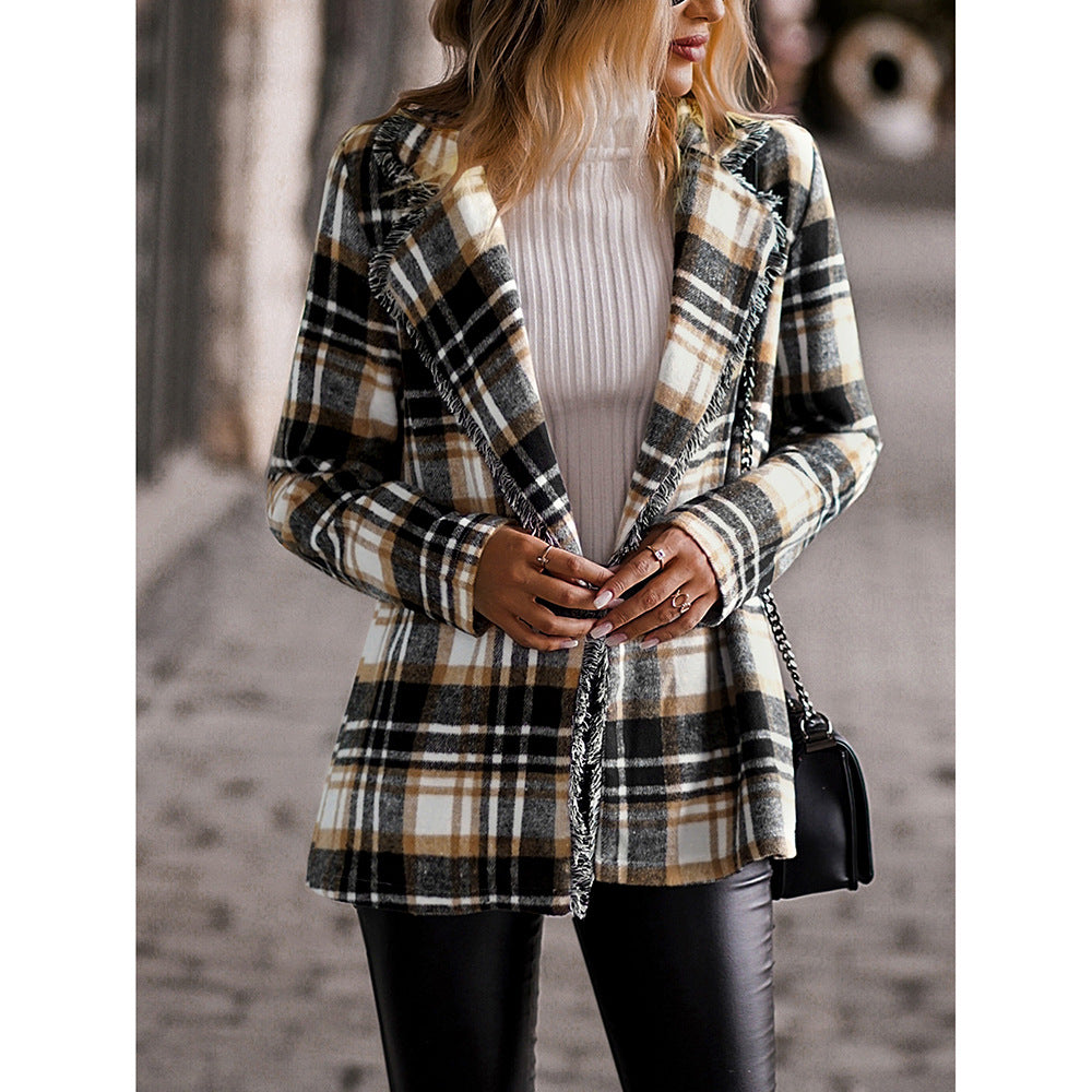 Women's Fashion Casual Plaid Jacket