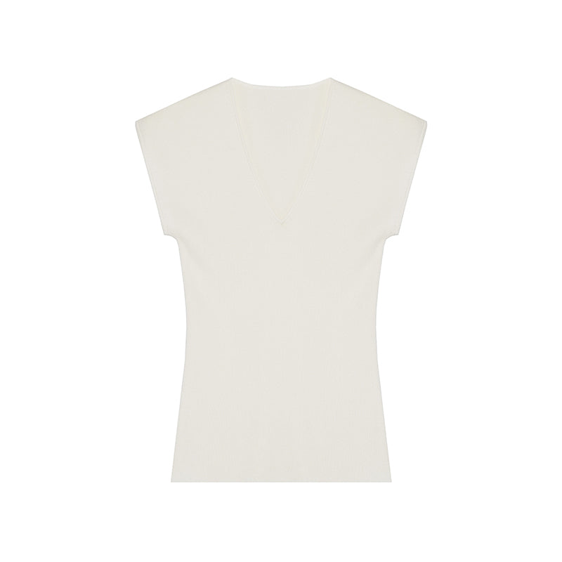 V-neck Knitted T-shirt Women's Casual Design