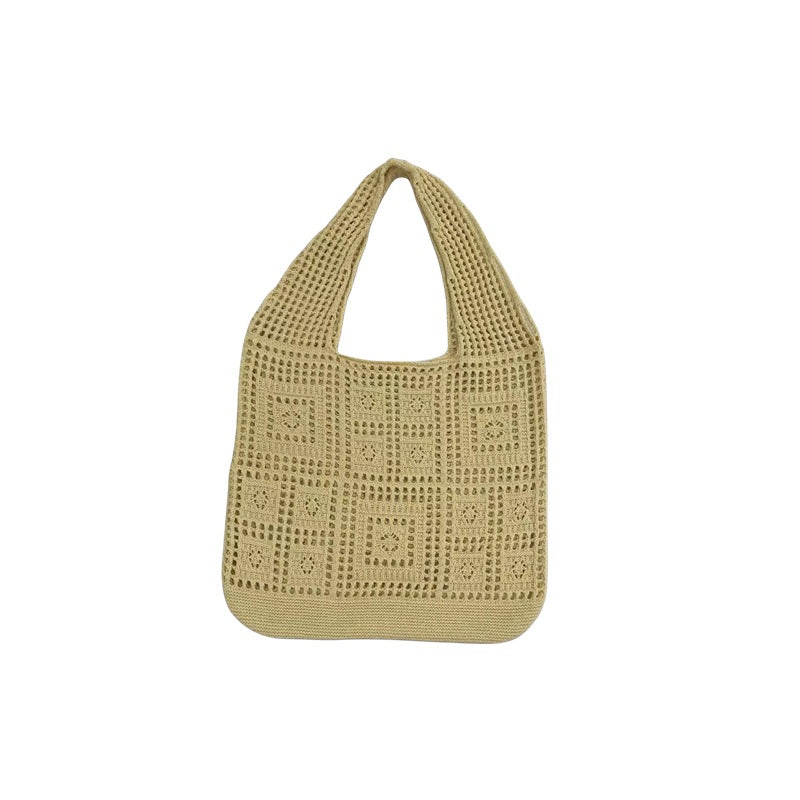 All-matching Solid Color Knitted Shoulder Bag