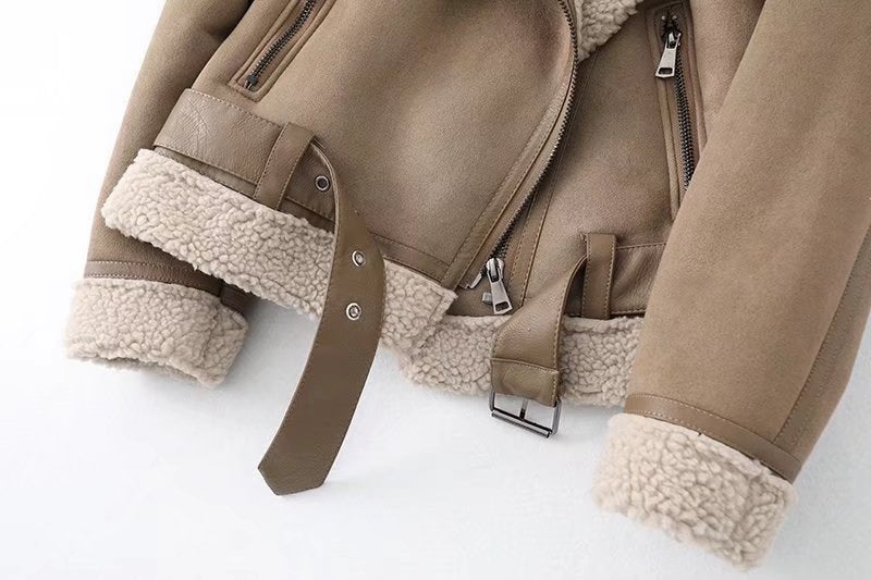 Fleece, Autumn And Winter, Suede Fur, Ladies/Men's Jacket Motorcycle.