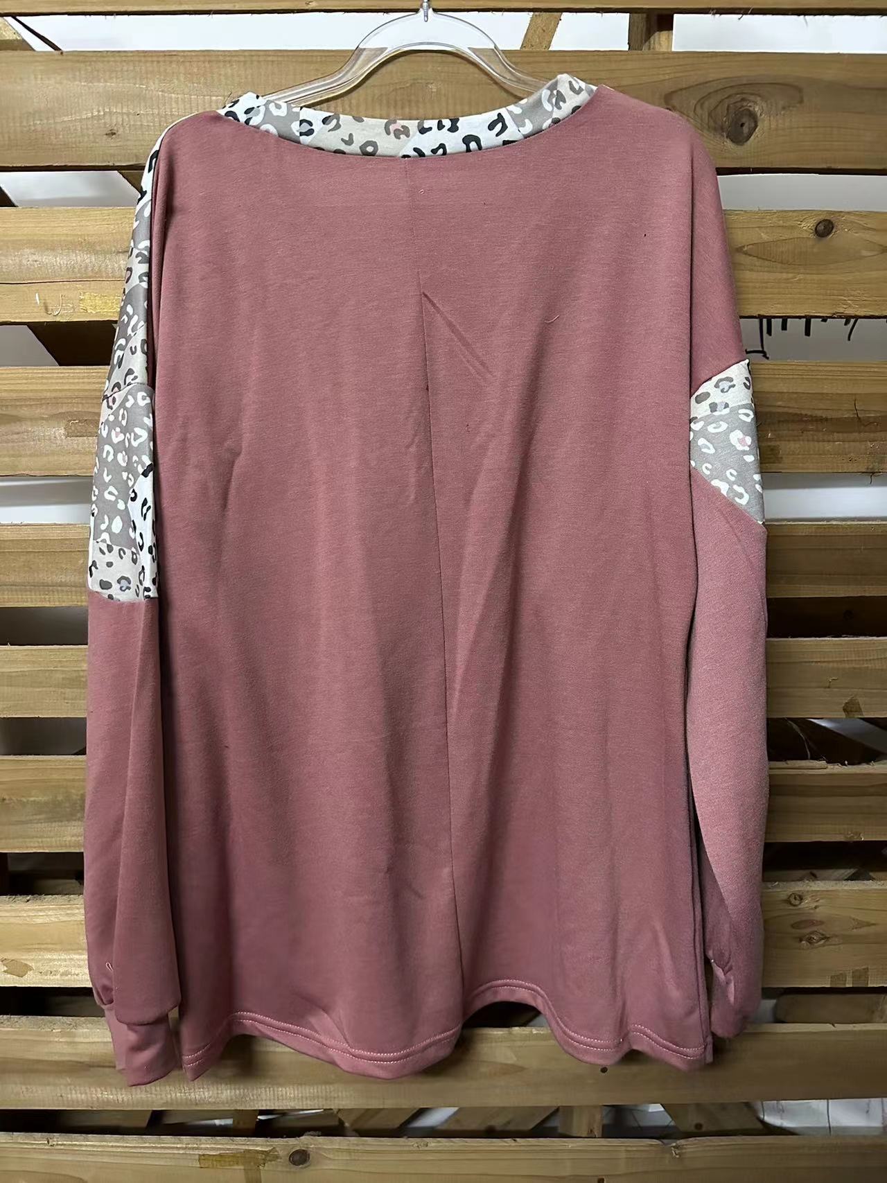 Casual Loose European And American Autumn And Winter New Leopard Splicing Sweater