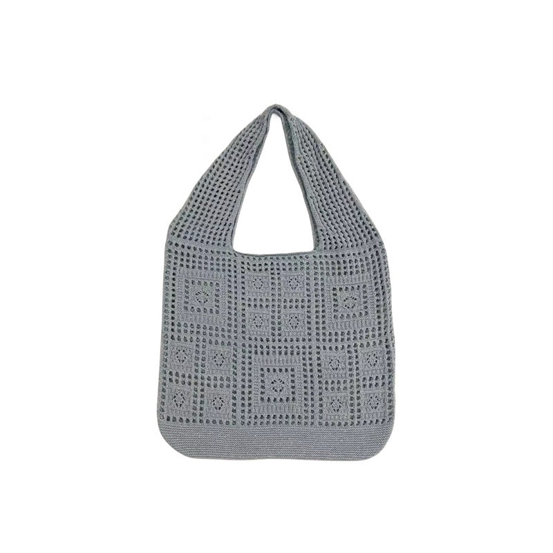 All-matching Solid Color Knitted Shoulder Bag