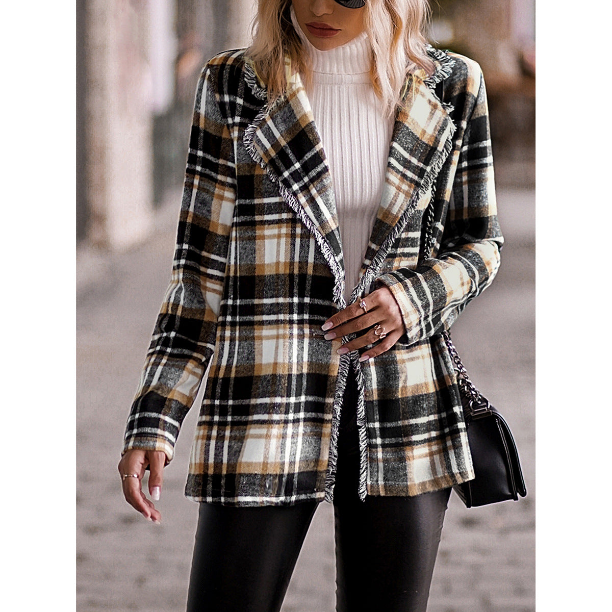 Women's Fashion Casual Plaid Jacket