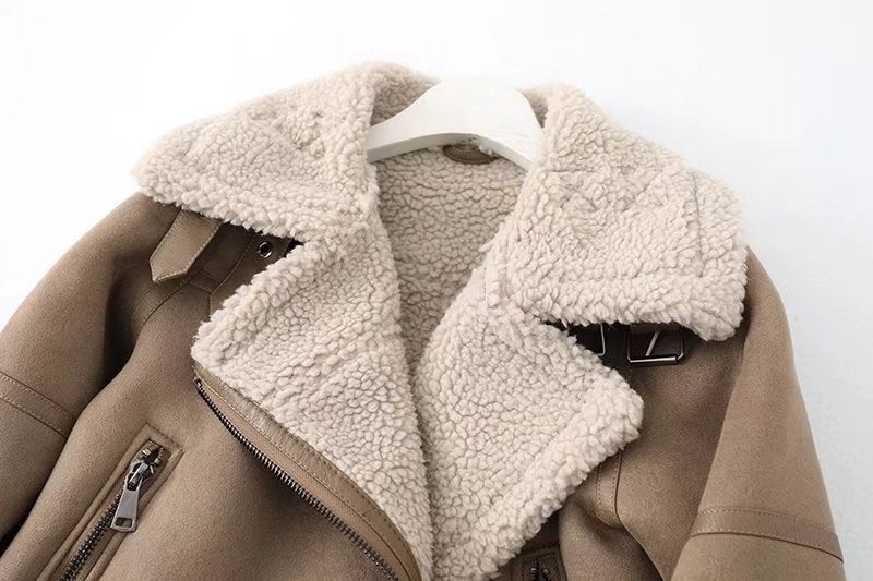 Fleece, Autumn And Winter, Suede Fur, Ladies/Men's Jacket Motorcycle.