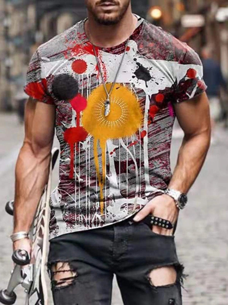 Mens Street Casual Trend Short-Sleeved T-Shirt