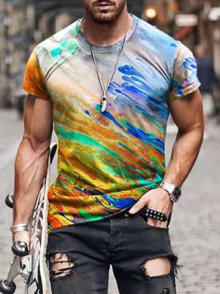 Mens Street Casual Trend Short-Sleeved T-Shirt