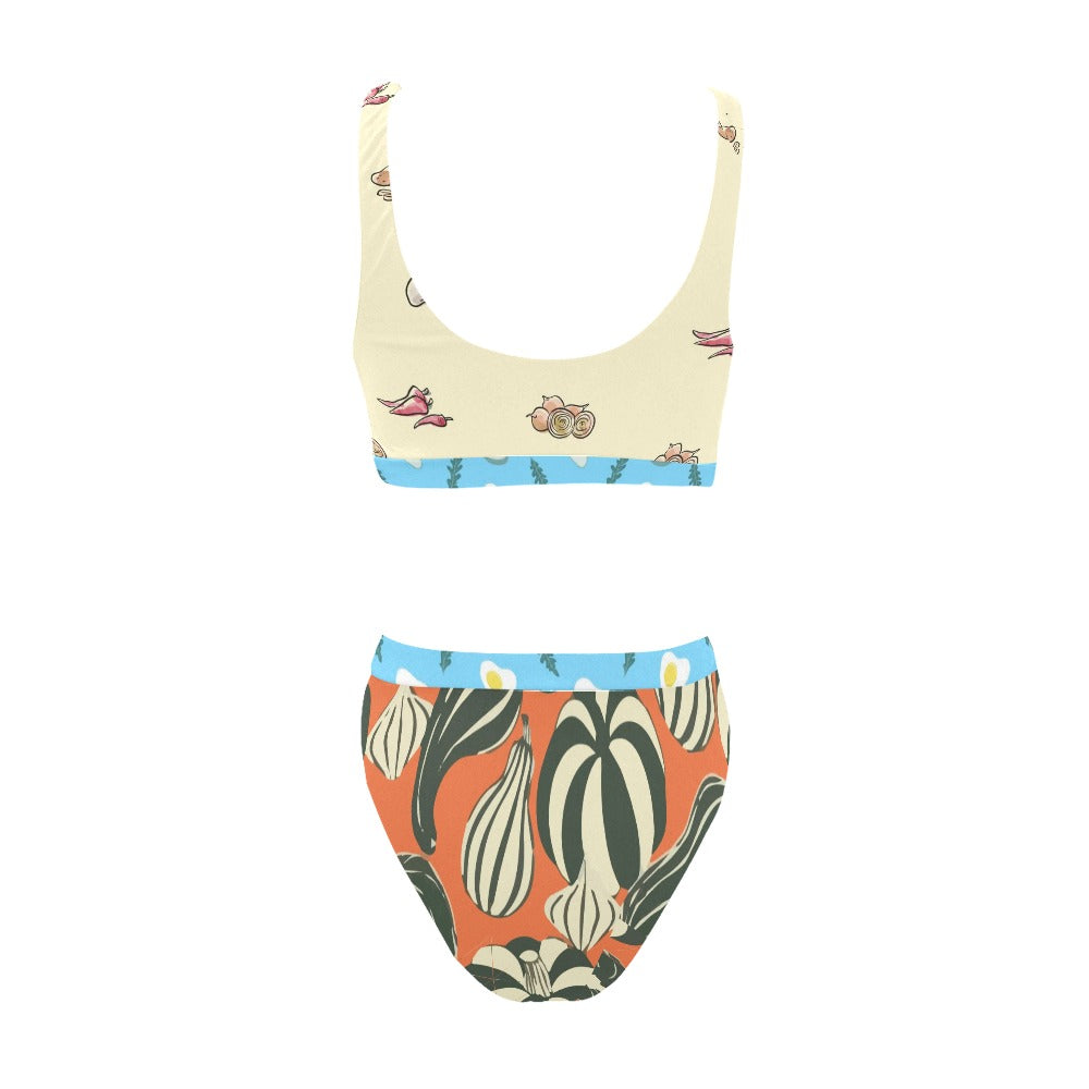 Sport Top & High-Waisted Bikini Swimsuit (Model S07)
