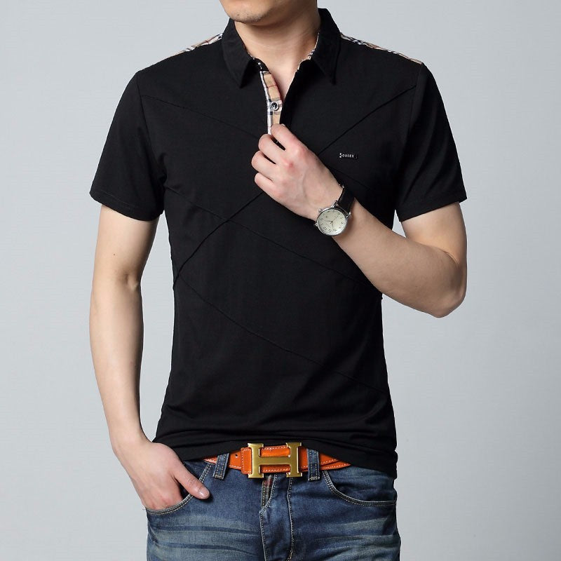Mens T Shirts Fashion 2021 5XL Summer T Shirt Geometric Design Turn-down Collar Short Sleeve Cotton T-shirt Men Tee 5XL