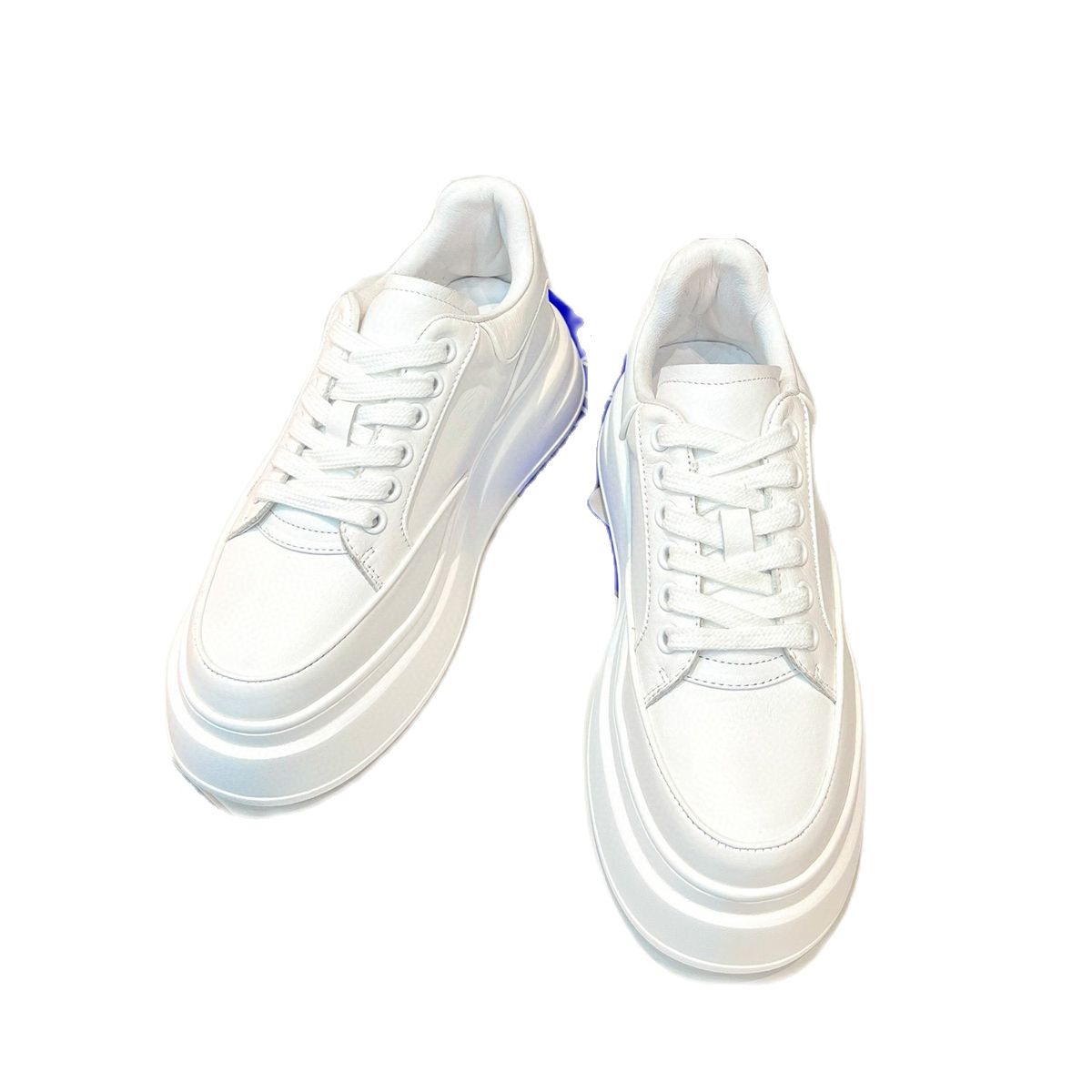 European small white leather women's shoes.