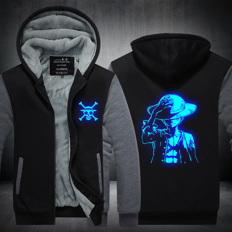 Fans Made One Piece Winter Hoodie Monkey D. Luffy Choba Law At Night Zip Up Hoodies 3D Printed Hooded Cosplay Sweatshirts
