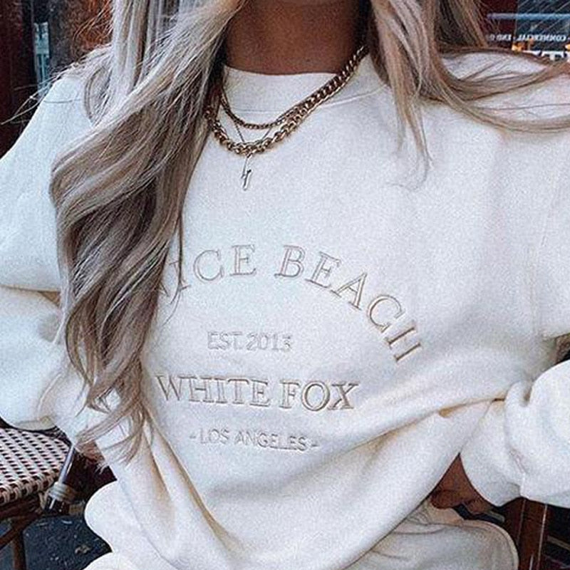 Ladies Embroidery Vintage American Oversized Sweatshirt