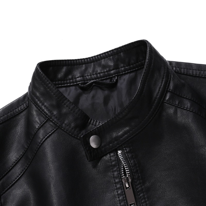 Men's Leather, Motorcycle Jacket. 5XL Men's Jackets, Black.