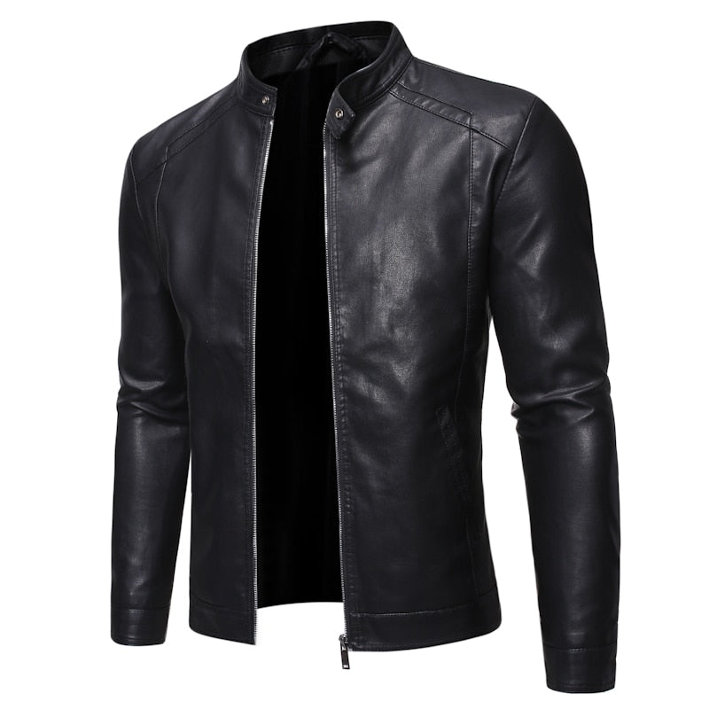 Men's Leather, Motorcycle Jacket. 5XL Men's Jackets, Black.