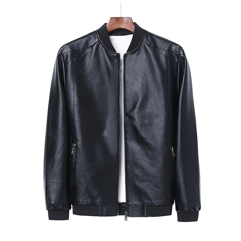 Men's Leather, Motorcycle Jacket. 5XL Men's Jackets, Black.