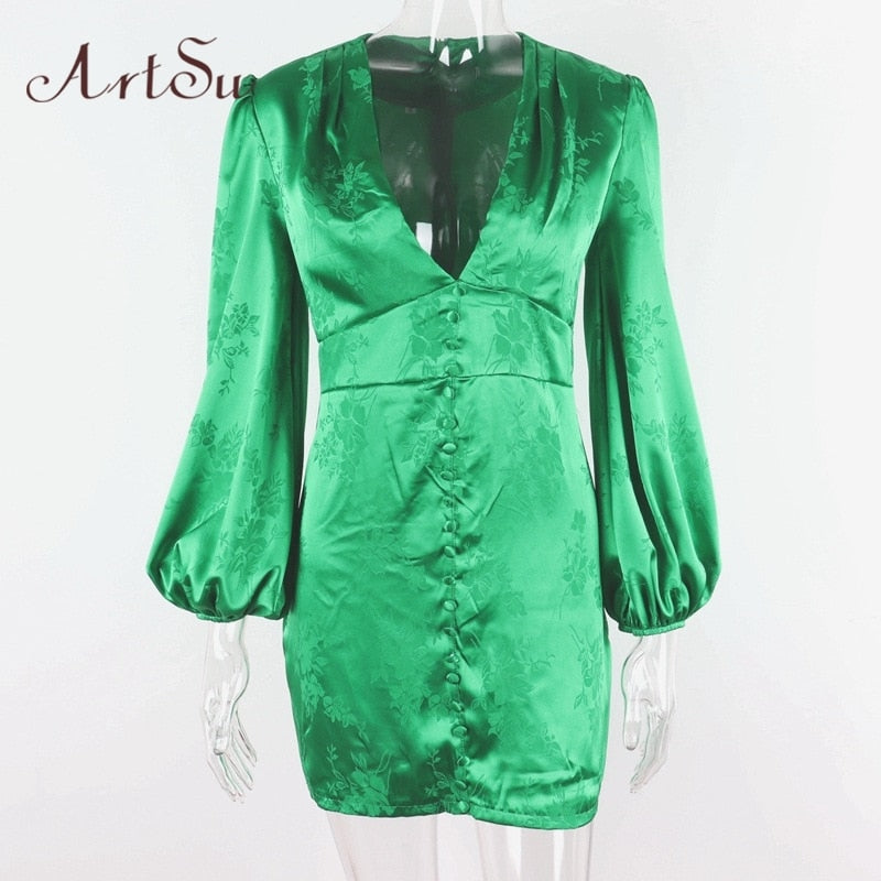 Women's Mini satin Dress Sexy Female Party Dresses