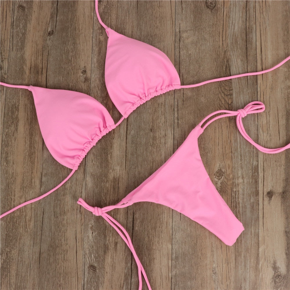 Women's, Sexy Brazilian Bikini Set Push-up Bra Thong G-String