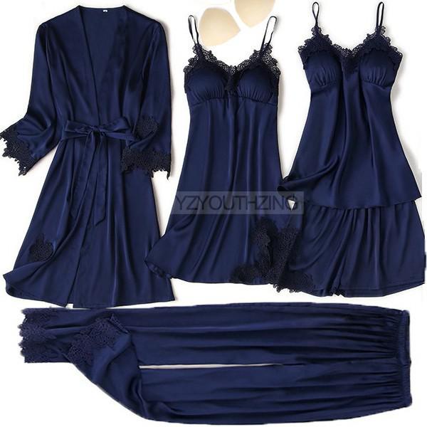 Women's Nightwear, 5 Piece Satin Robe Suit.