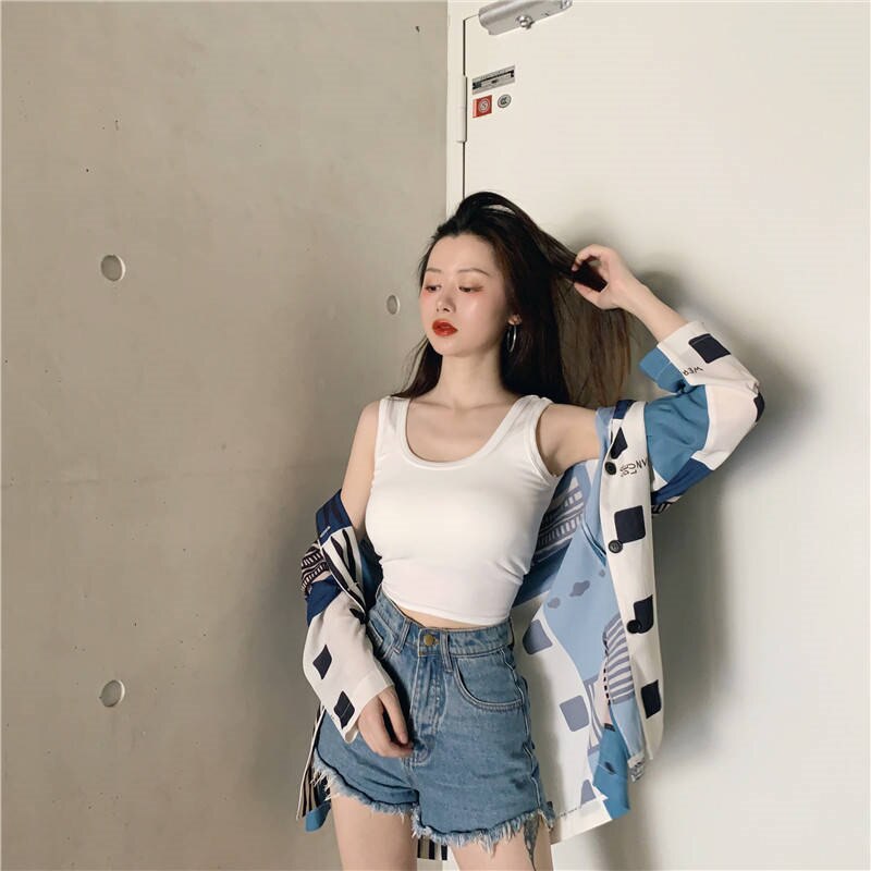 White Knitted Round Neck Women's T Shirt Sexy Sleeveless Camisole Crop Top.
