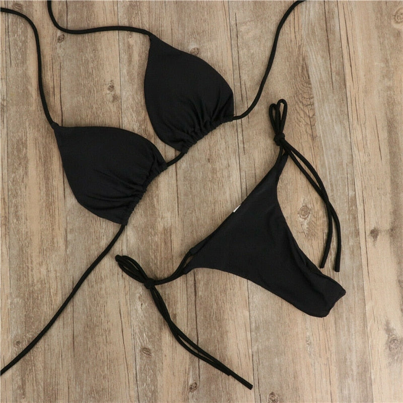 Women's, Sexy Brazilian Bikini Set Push-up Bra Thong G-String