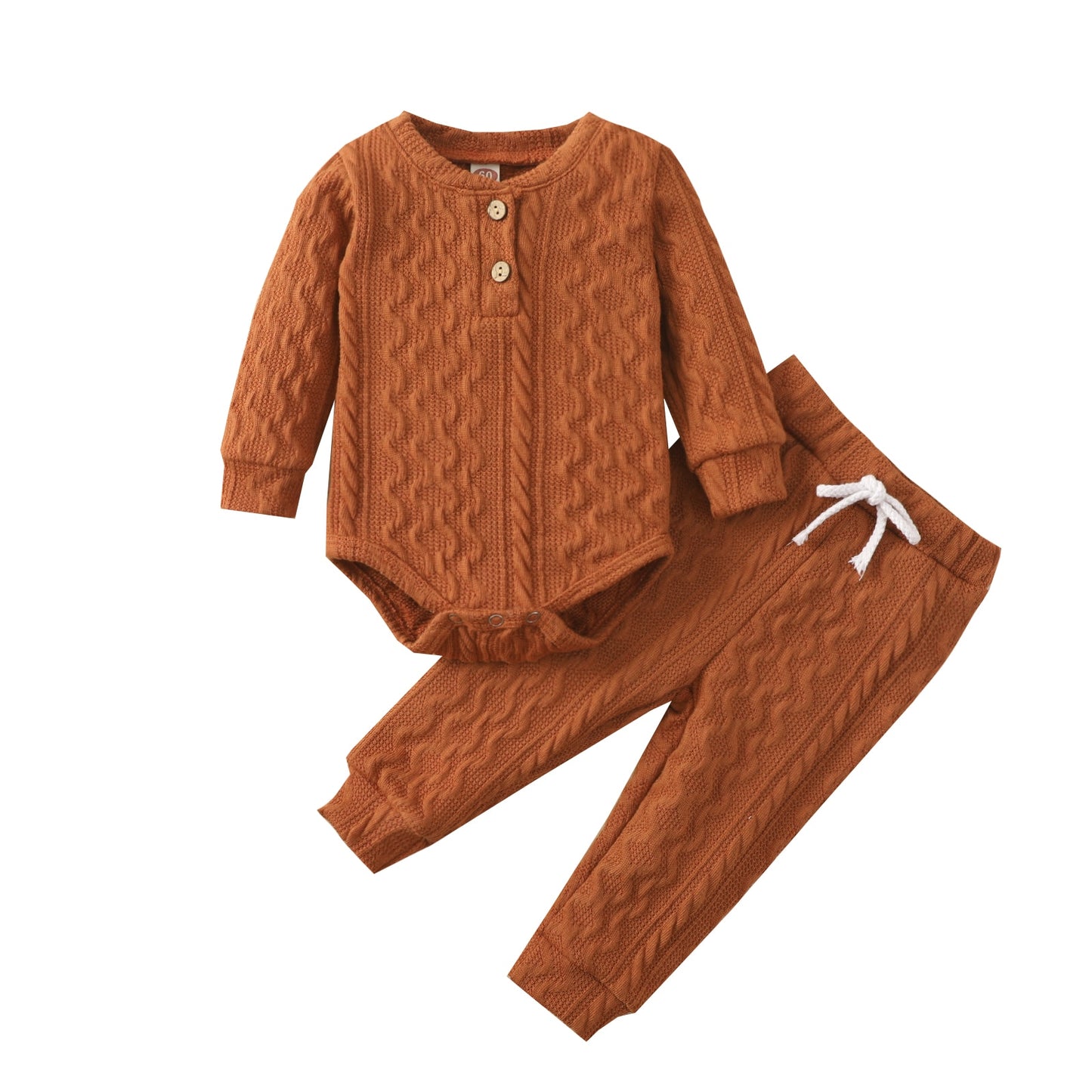 Lioraitiin 0-24M Baby Girl Romper Tops Pants Suit Newborn Infant Long Sleeve Round Neck Button Sweater Knitting Trousers