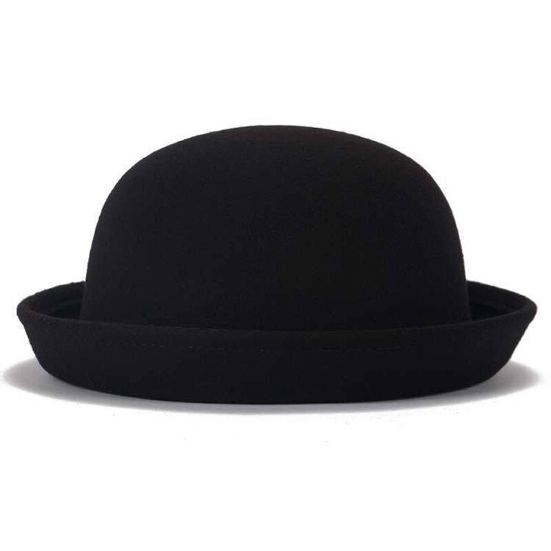 Trendy Women Girl Dome Top Cap Solid Color Cotton Polyester Fedora Hats Children Bowler Hat Casual Parent-child Fedoras Cap