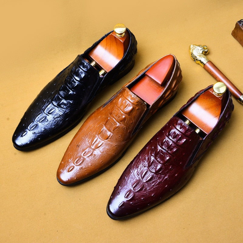 Genuine Leather Black Men's Shoes Oxford Office Shoes for men Luxury Dress Shoes Slipon Wedding Shoes For Men