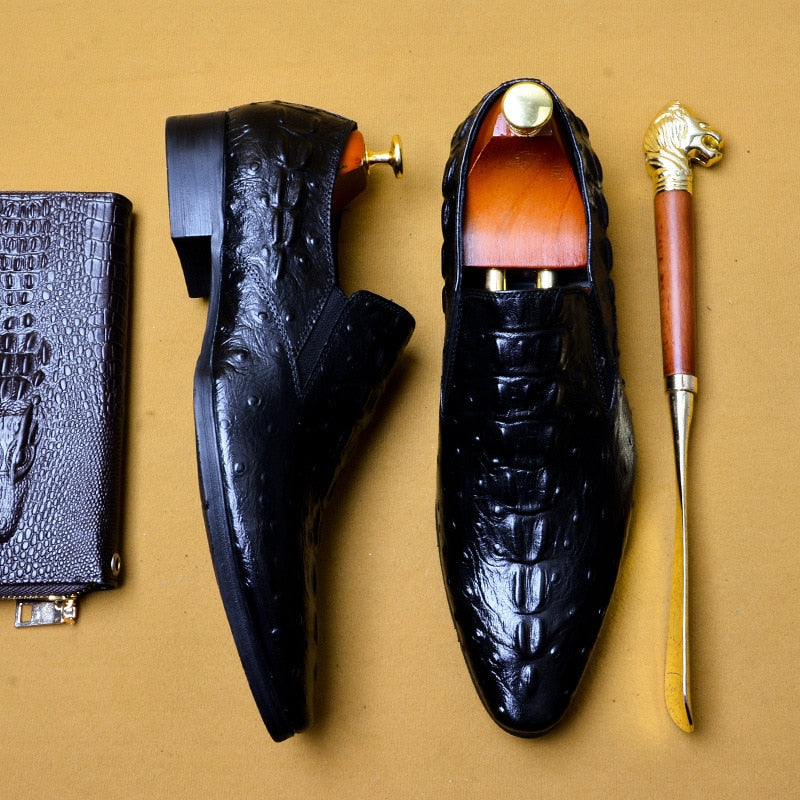 Genuine Leather Black Men's Shoes Oxford Office Shoes for men Luxury Dress Shoes Slipon Wedding Shoes For Men