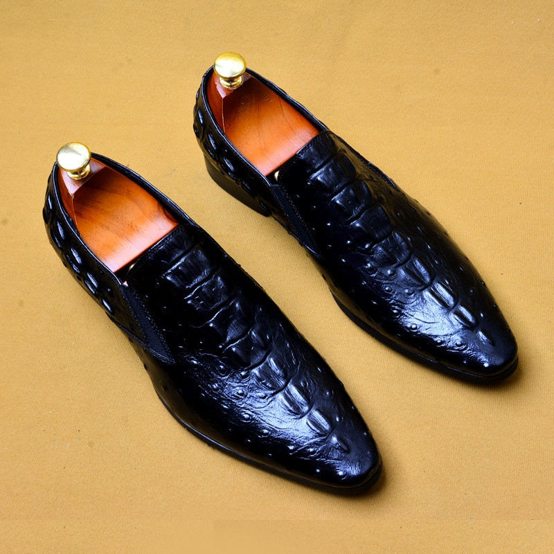 Genuine Leather Black Men's Shoes Oxford Office Shoes for men Luxury Dress Shoes Slipon Wedding Shoes For Men