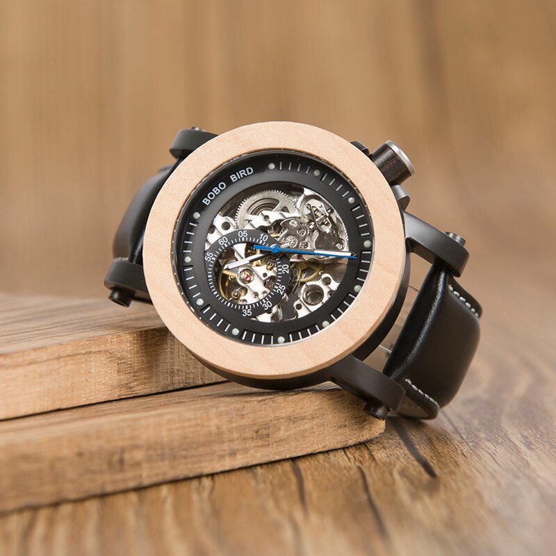 Male Case Leather Strap Antique Steampunk Casual Automatic Watch