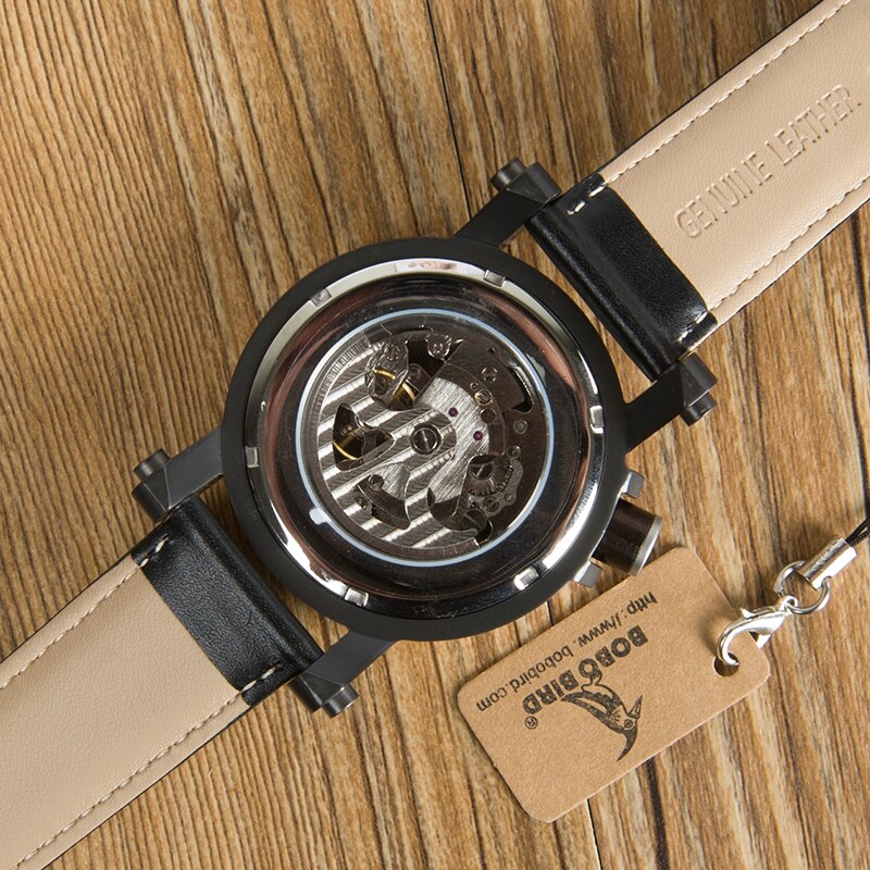 Male Case Leather Strap Antique Steampunk Casual Automatic Watch