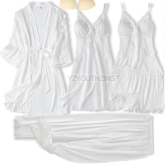 Women's Nightwear, 5 Piece Satin Robe Suit.