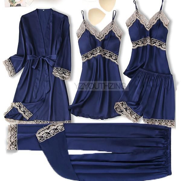 Women's Nightwear, 5 Piece Satin Robe Suit.
