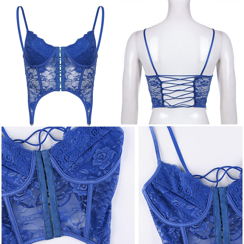Rapcopter y2k Lace Crop Top Butterfly Lace Up Backless Sexy Corset Top Vintage Party Pin Breasted Sweats Women Beach Mini Vests