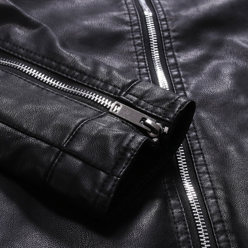 Men's Leather, Motorcycle Jacket. 5XL Men's Jackets, Black.