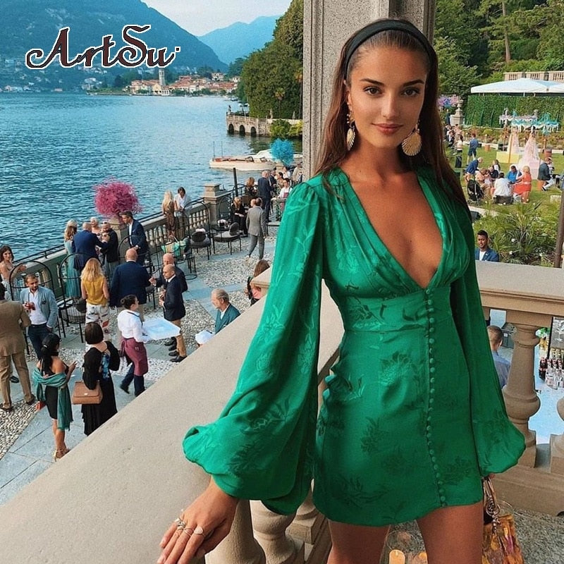 Women's Mini satin Dress Sexy Female Party Dresses