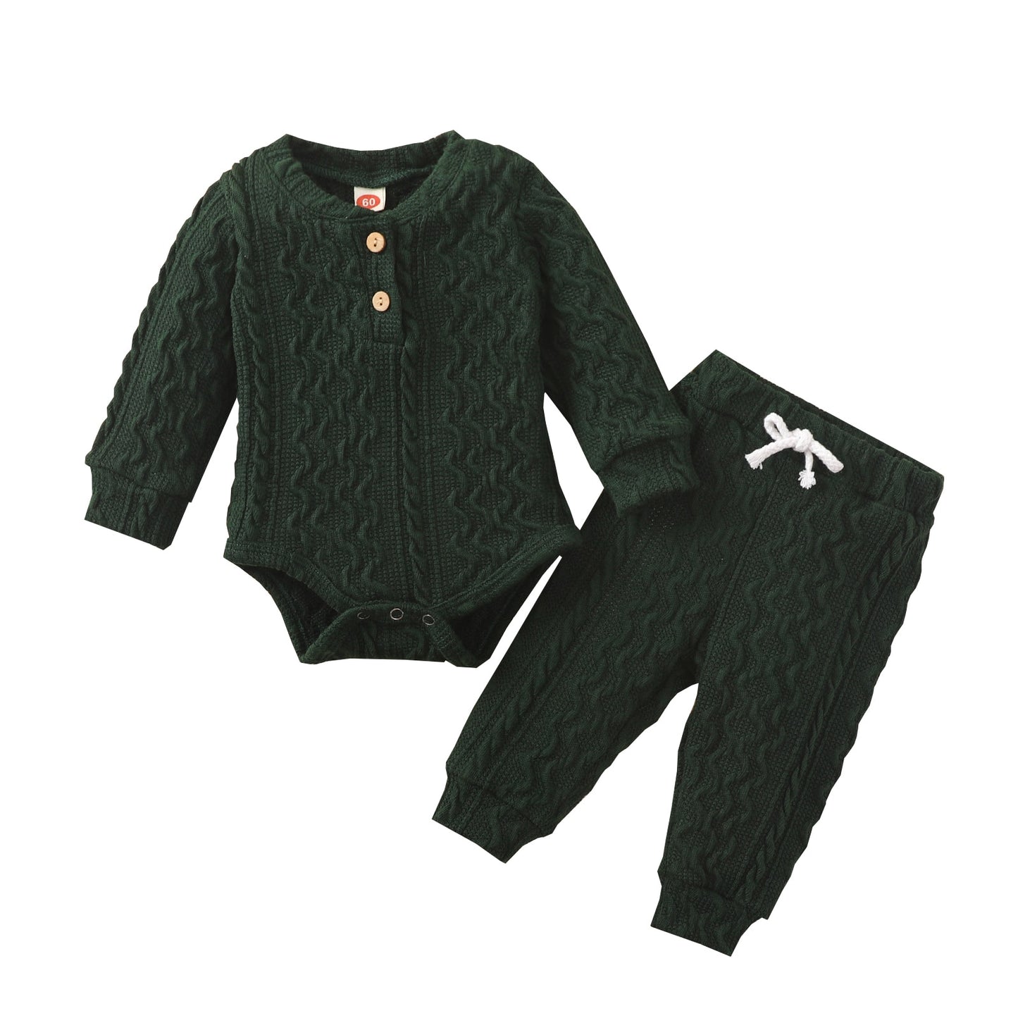 Lioraitiin 0-24M Baby Girl Romper Tops Pants Suit Newborn Infant Long Sleeve Round Neck Button Sweater Knitting Trousers