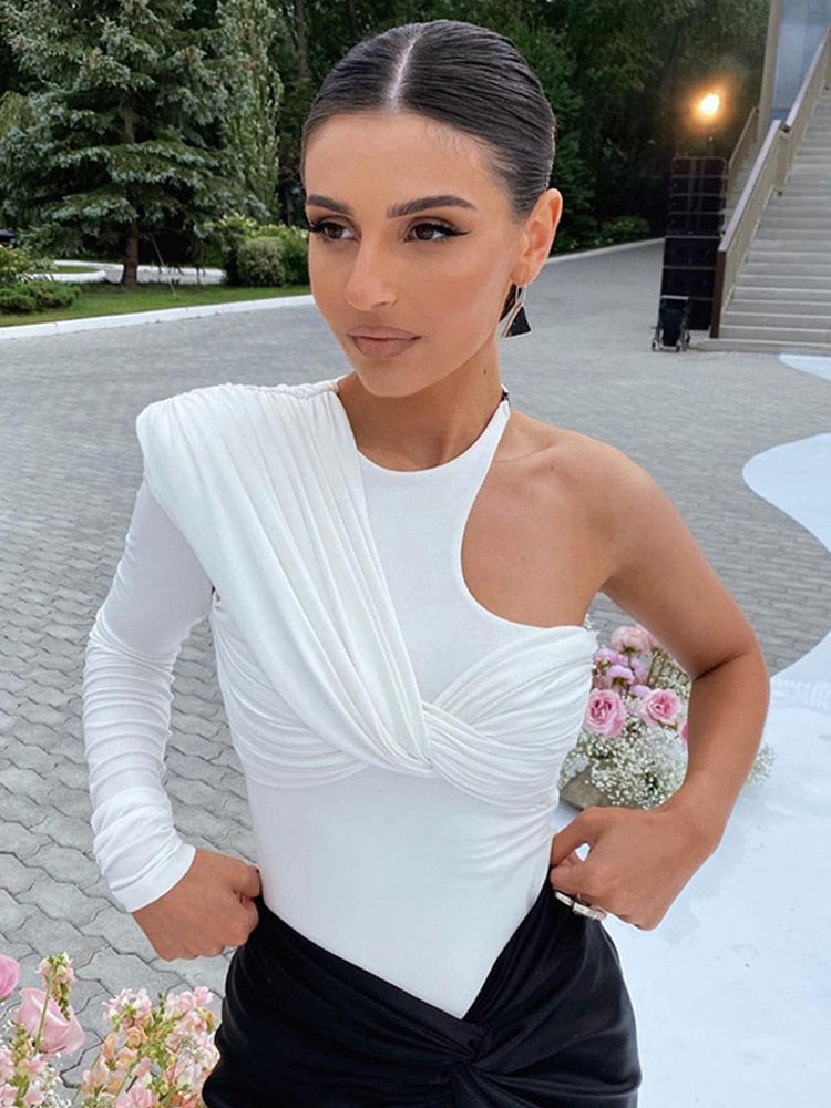 Ladies Sexy Backless Twist Bodysuits with Long Sleeves.