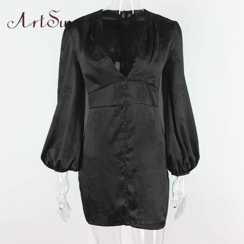 Women's Mini satin Dress Sexy Female Party Dresses