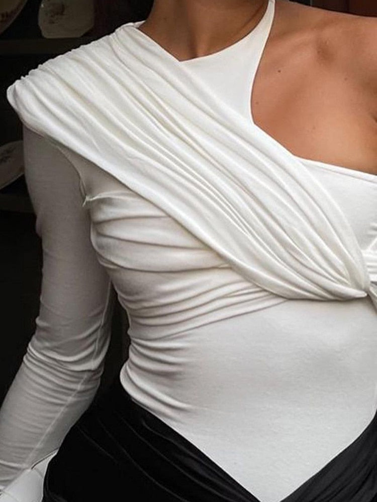 Ladies Sexy Backless Twist Bodysuits with Long Sleeves.
