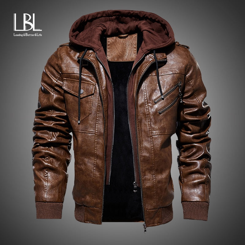 Mens Leather Jackets 2023 Winter New Casual Motorcycle PU Jacket Biker Leather Coats European Windbreaker Genuine Leather Jacket