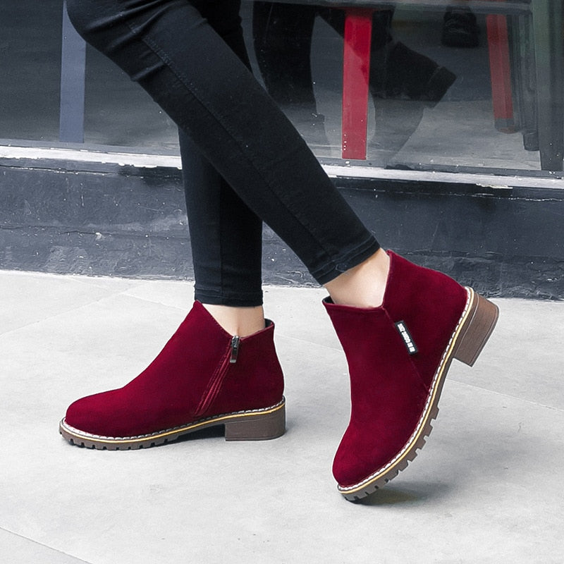 Women's Boots Autumn/Winter Boots. Ladies Ankle Boots Heels, Suede Leather Boots