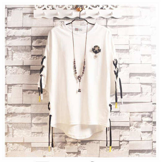 Men`s Street Style Lace Punk Gothic Pullover Designer Steampunk Hem Hip Hop Sweatshirts Shirts Tees