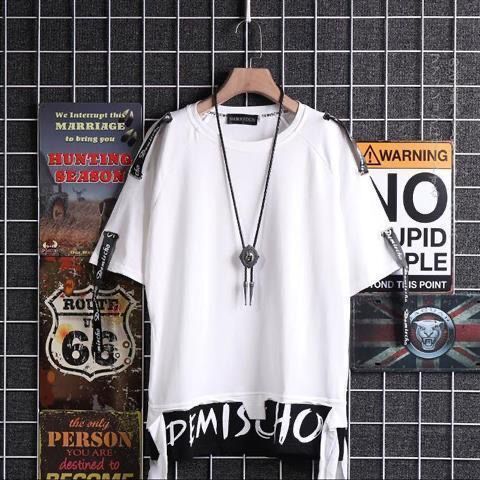 Men`s Street Style Lace Punk Gothic Pullover Designer Steampunk Hem Hip Hop Sweatshirts Shirts Tees